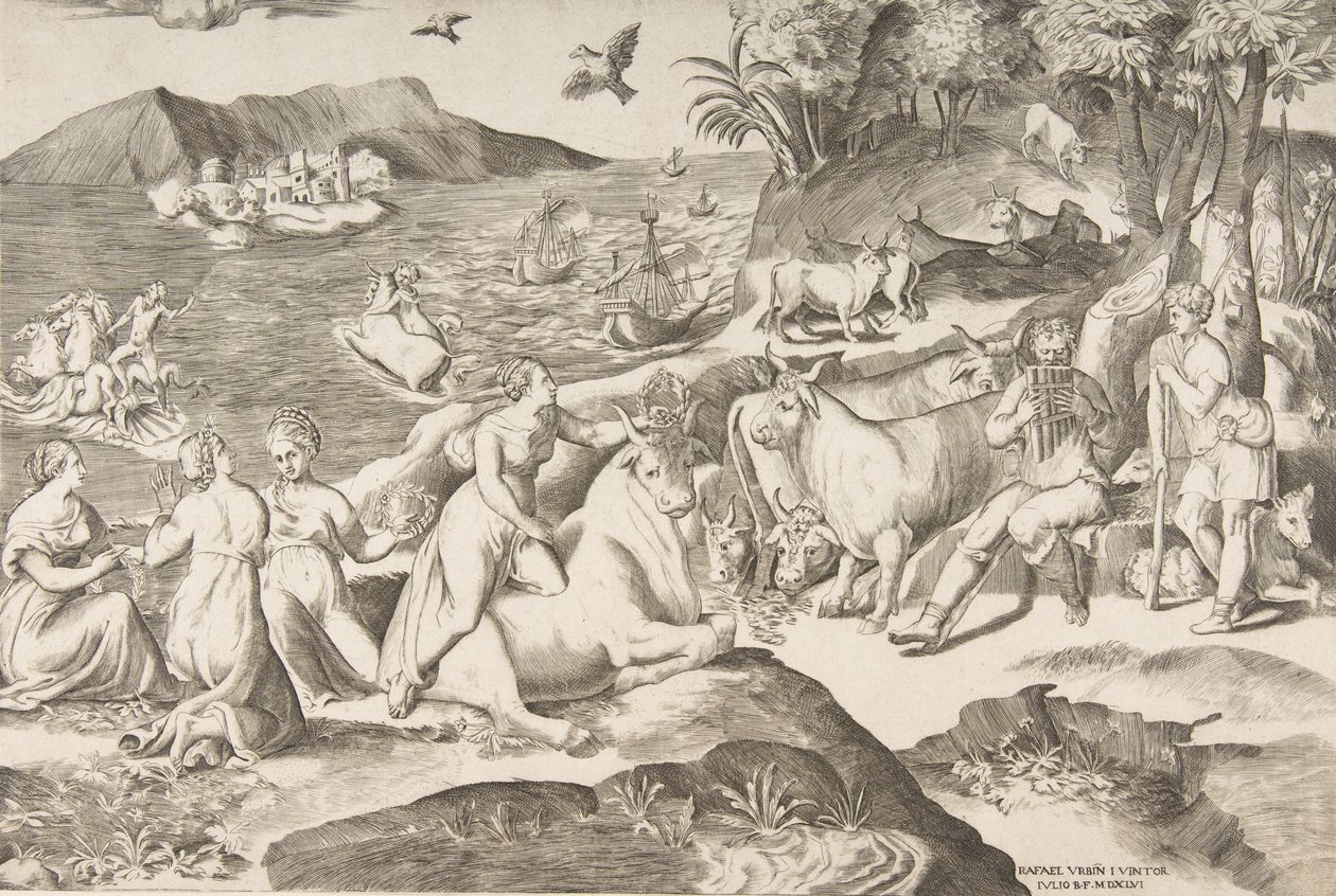 Europas voldtægt, 1546. af Giulio Bonasone