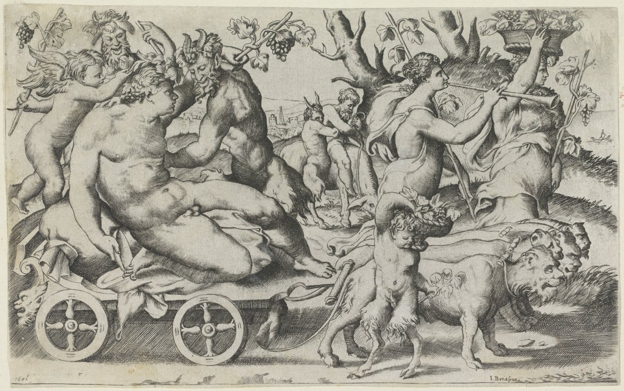 Triomf van Bacchus af Giulio Bonasone