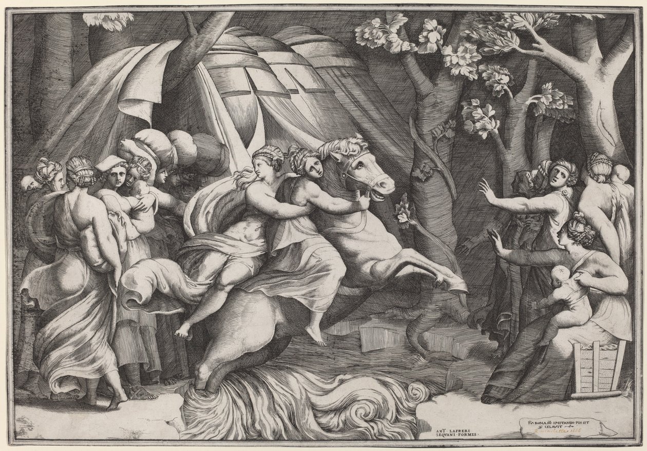 Clelia krydser Tiberen af Giulio Bonasone after Polidoro da Caravaggio