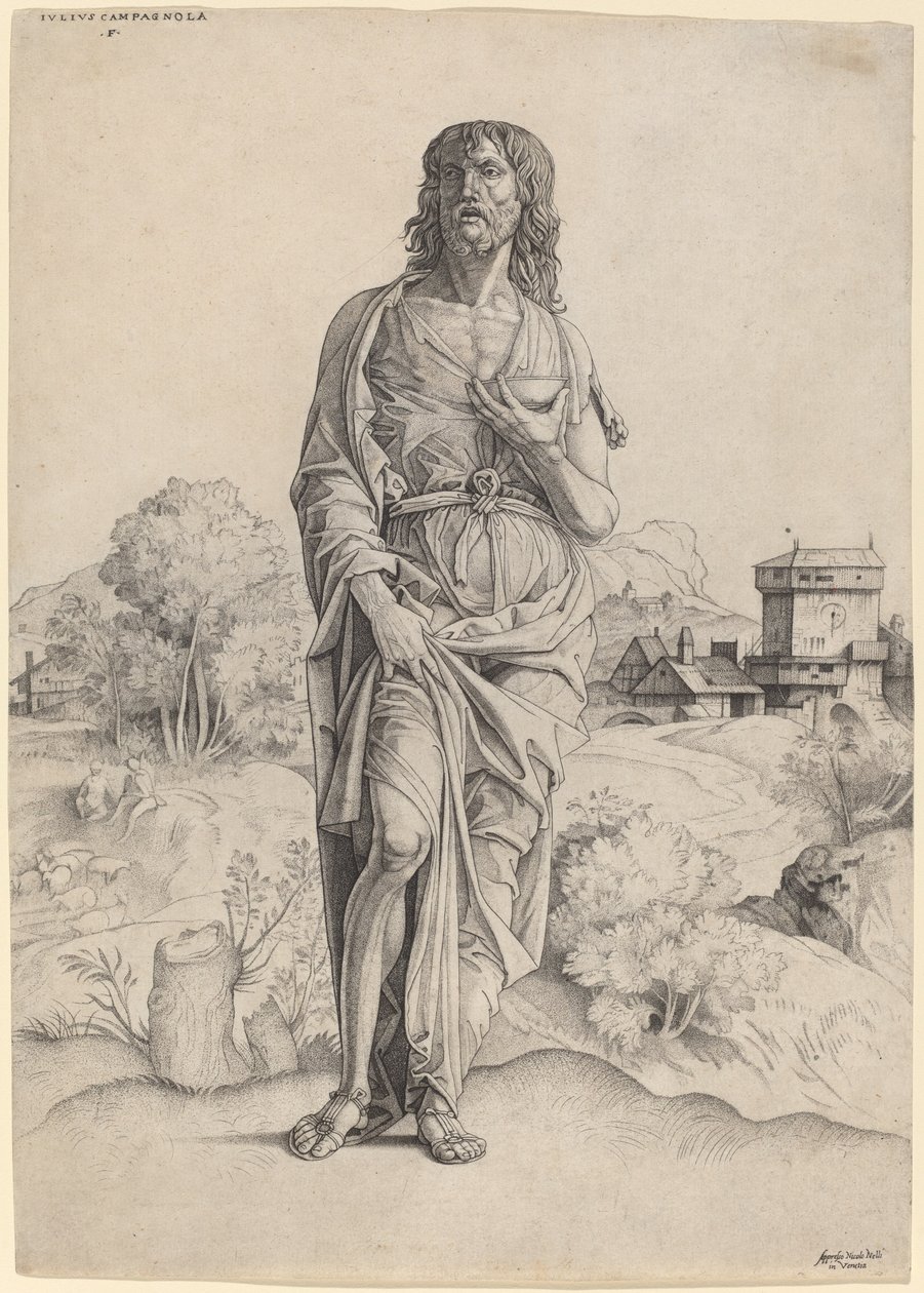 Sankt Johannes Døberen af Giulio Campagnola