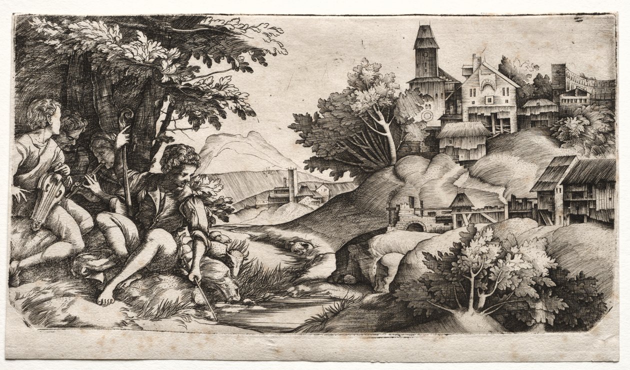 Hyrder i et landskab af Giulio Campagnola