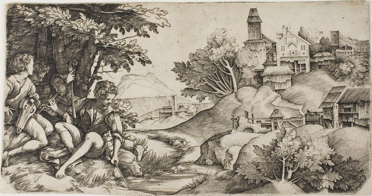 Hyrder i et landskab af Giulio Campagnola