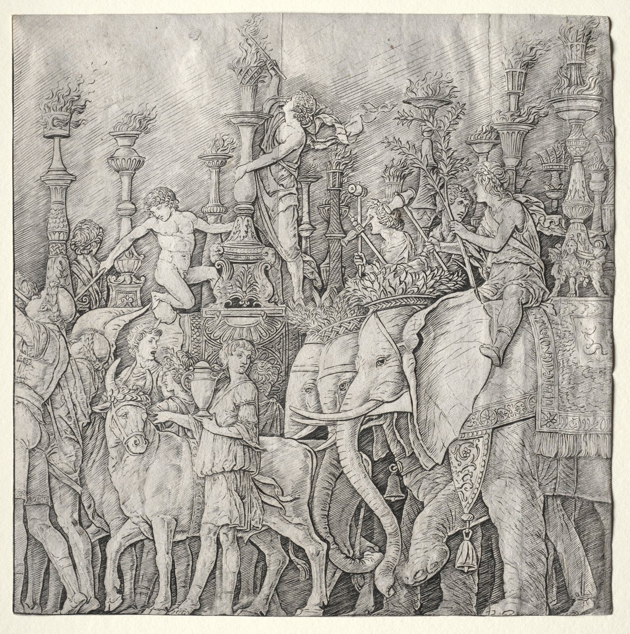 Cæsars triumfer: elefanterne, ca. 1485-1490. af Giulio Campagnola