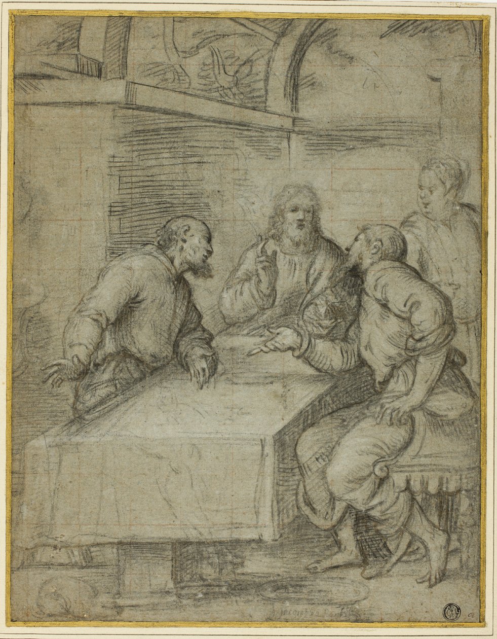 Studer til nadveren i Emmaus af Giulio Campi