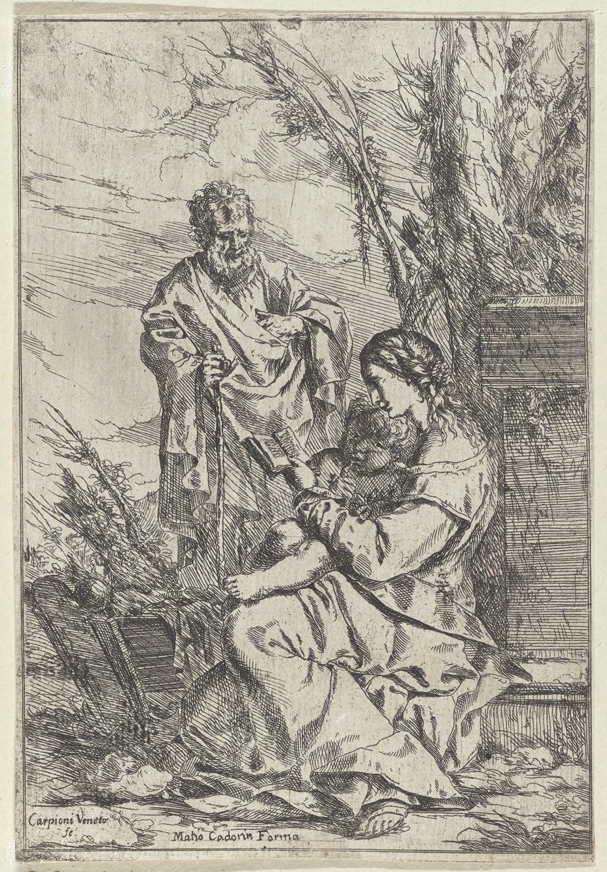 Hellig familie læsning med Mary af Giulio Carpioni (I)