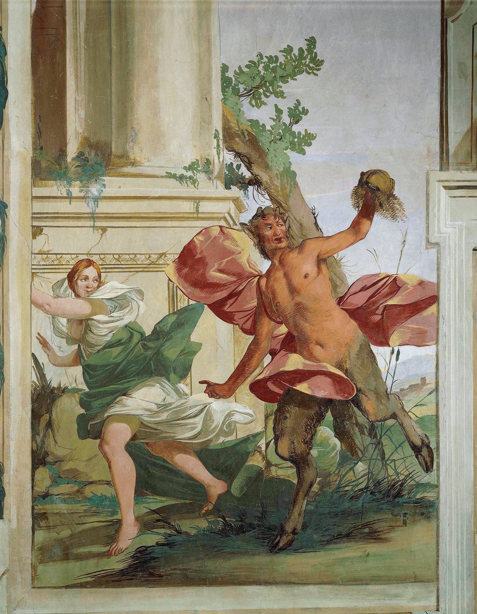 Nymfe Korsika jaget af Satyr, der trækker hendes paryk væk af Giulio Carpioni af Giulio Carpioni