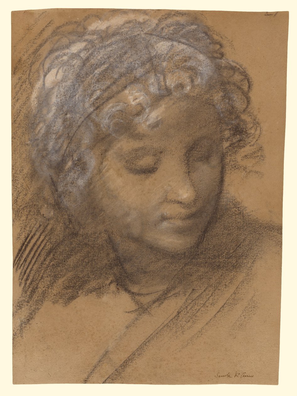 Hoved af en kvindelig figur (recto); Kvindelig nøgenfigur (verso) af Giulio Cesare Procaccini