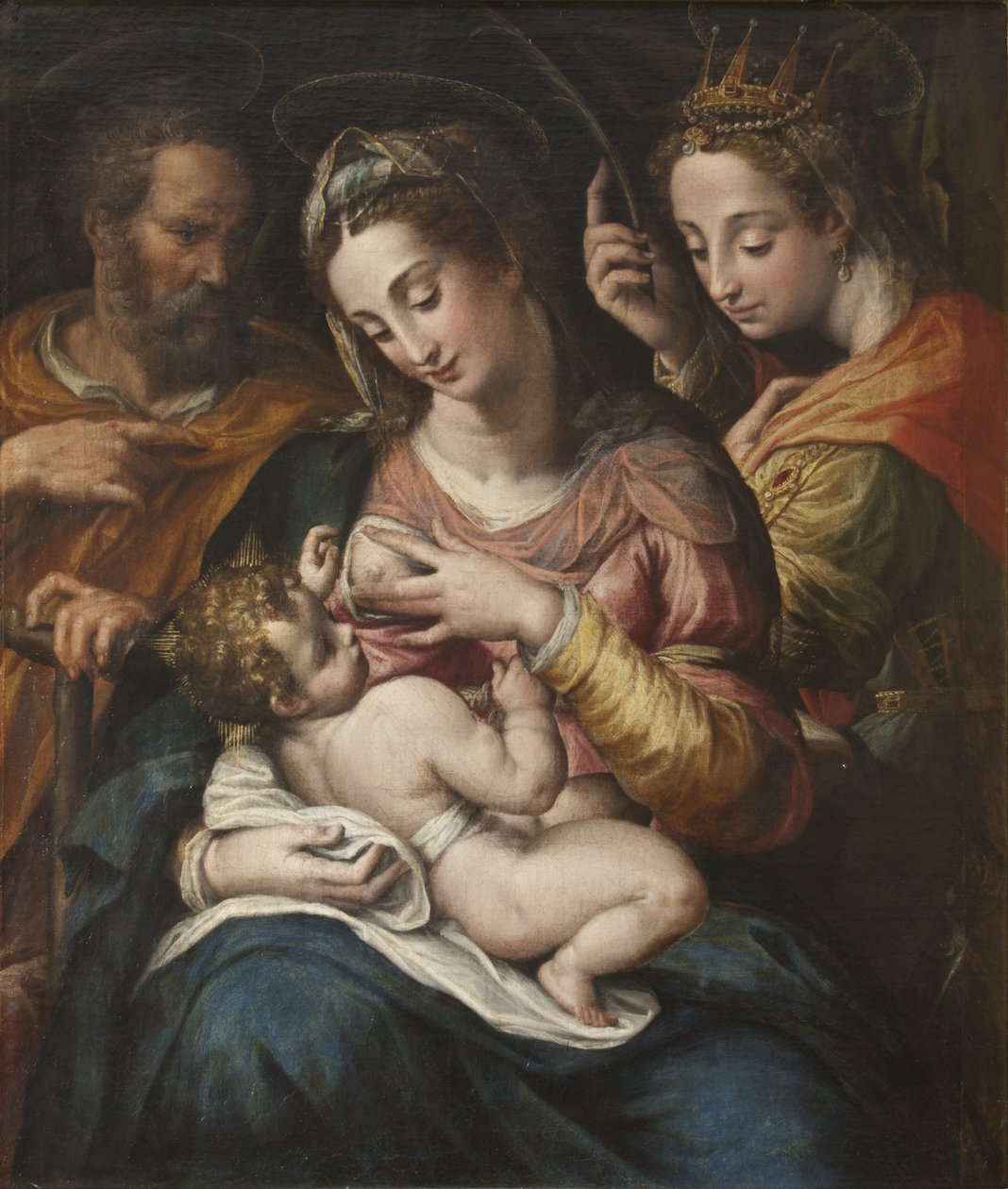 Den hellige familie med den hellige Catherine, ca. 1600 af Giulio Cesare Procaccini