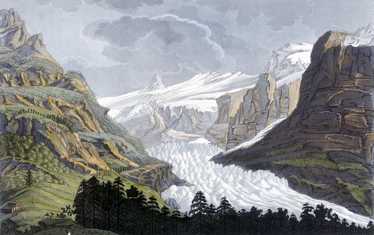 Glacier of Grindelwald i Schweiz - i "" Den antikke og moderne kostume"" af Ferrario, red. Milano af Giulio Ferrario