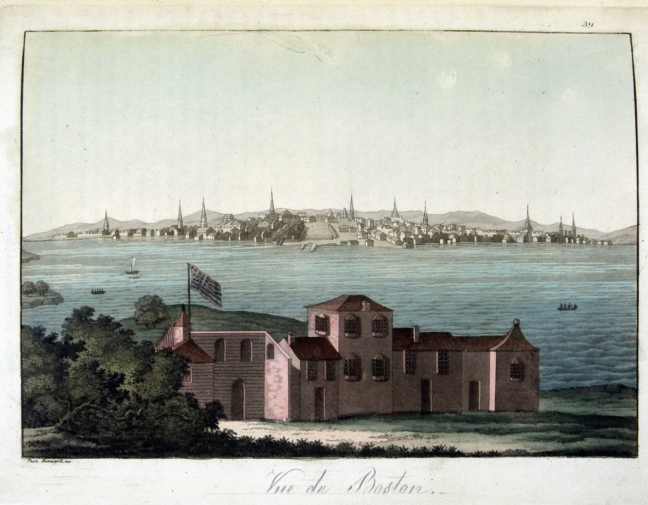 Udsigt over byen Boston - i "Det gamle og moderne kostume", af Dr. Jules Ferrario, red. Milano af Giulio Ferrario