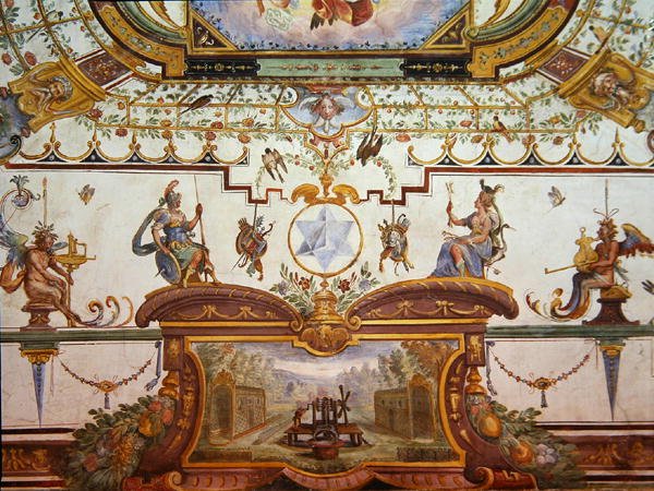 Loftspanel fra Stanzino delle Matematiche (fresko med tempera) (se 254070 og 254072-3) af Giulio Parigi