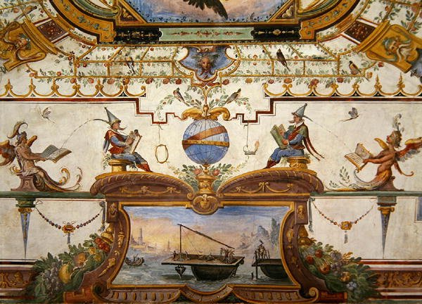 Loftspanel fra Stanzino delle Matematiche (fresko med tempera) (se 254070 og 254072-3) af Giulio Parigi