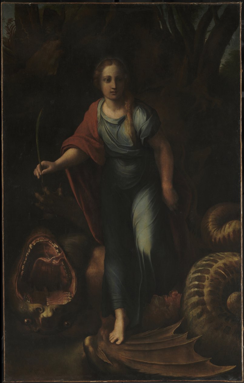 Saint Margaret, ca. 1518 (olie på lærred) af Giulio & Raffaello Sanzio (1483 1520) Romano
