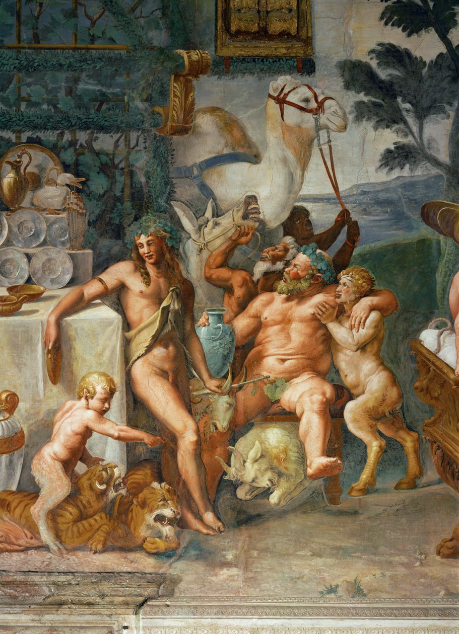 Bacchanalia - gudernes festmåltid (fresko) af Giulio Romano