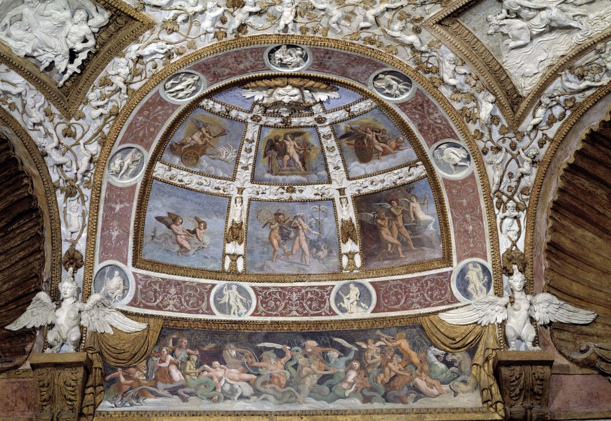 Bezel fra loftet i ørnesalen i Té-paladset i Mantua af Giulio Romano