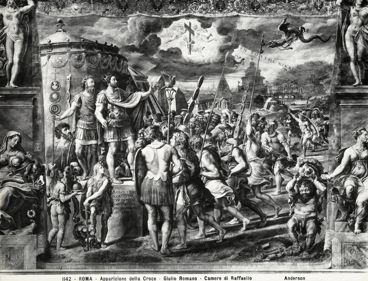 Constantines Vision of the Cross, fra Sala di Costantino, Raphael Rooms af Giulio Romano
