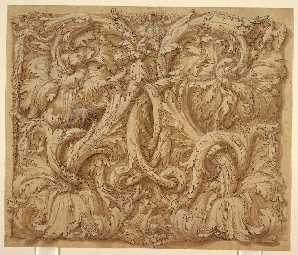 Design til Acanthus Rinceaux med dyr og fugle af Giulio Romano