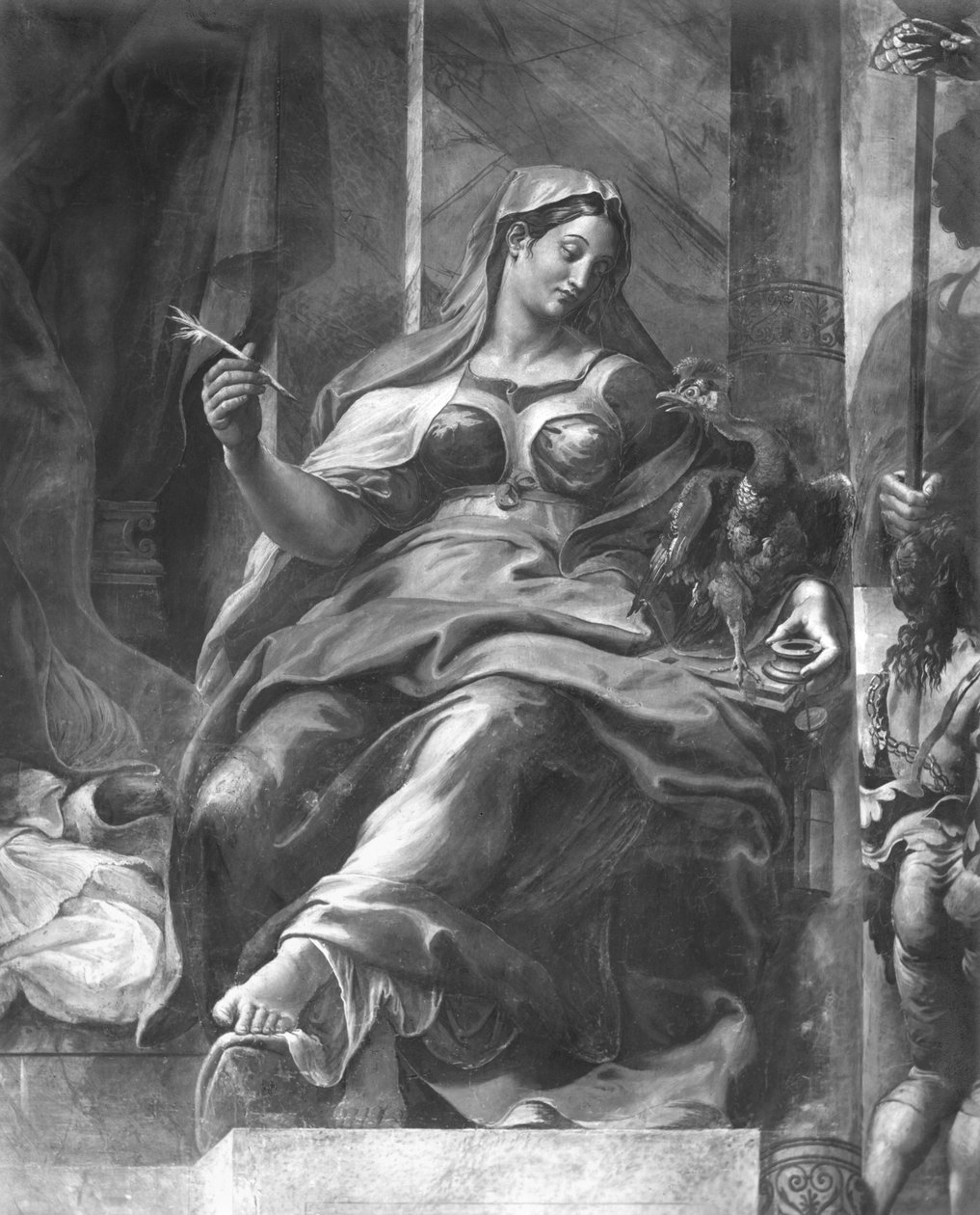 Eternity, en af to allegoriske figurer omkring St. Peter, Raphael Rooms (detalje) (se også 252790) af Giulio Romano