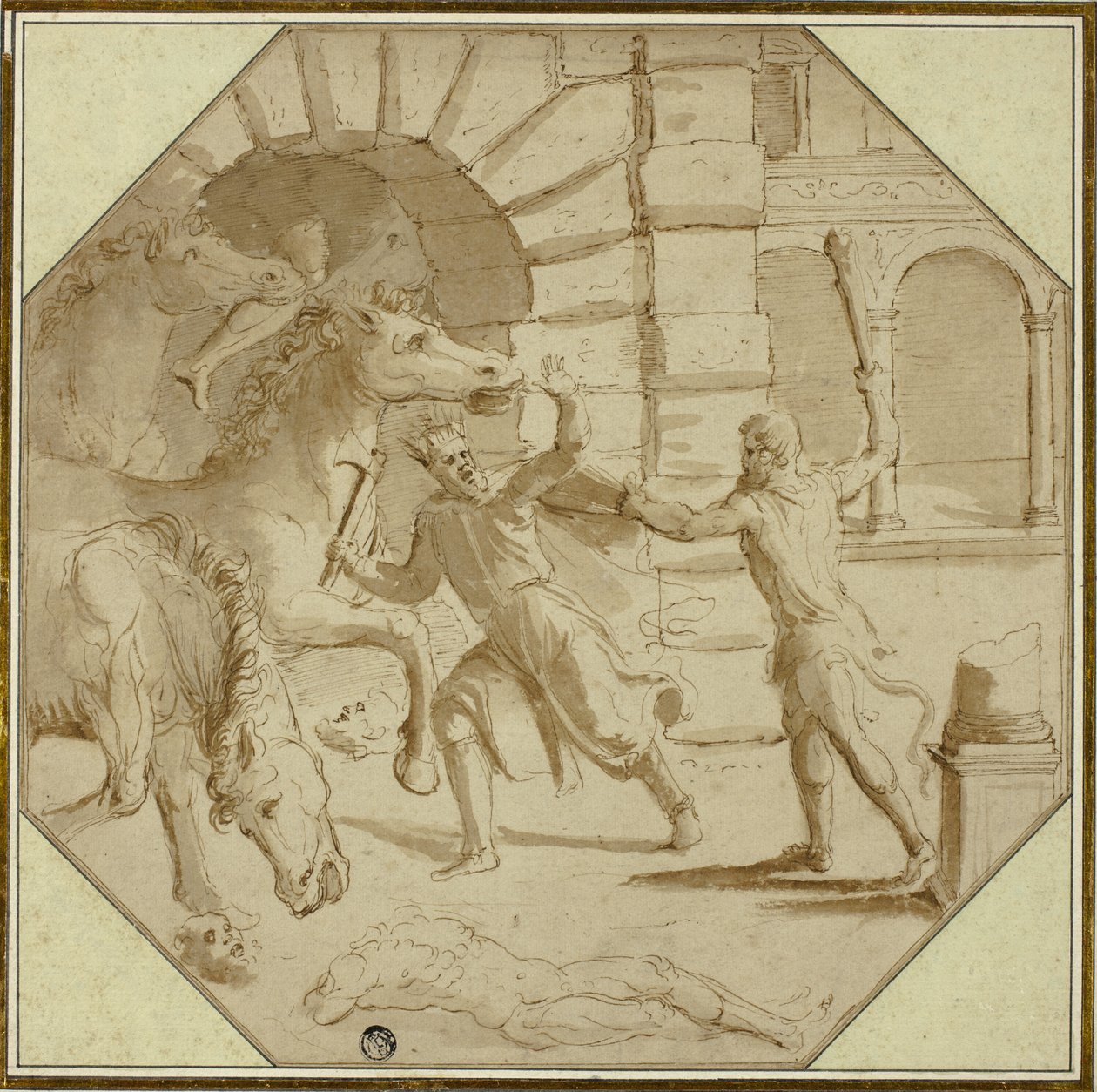 Hercules Fældning Kong Diomedes af Giulio Romano