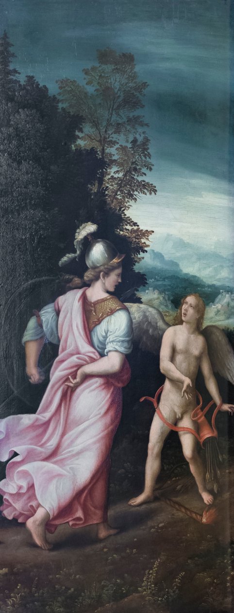 Minerva skælder ud Amor af Giulio Romano