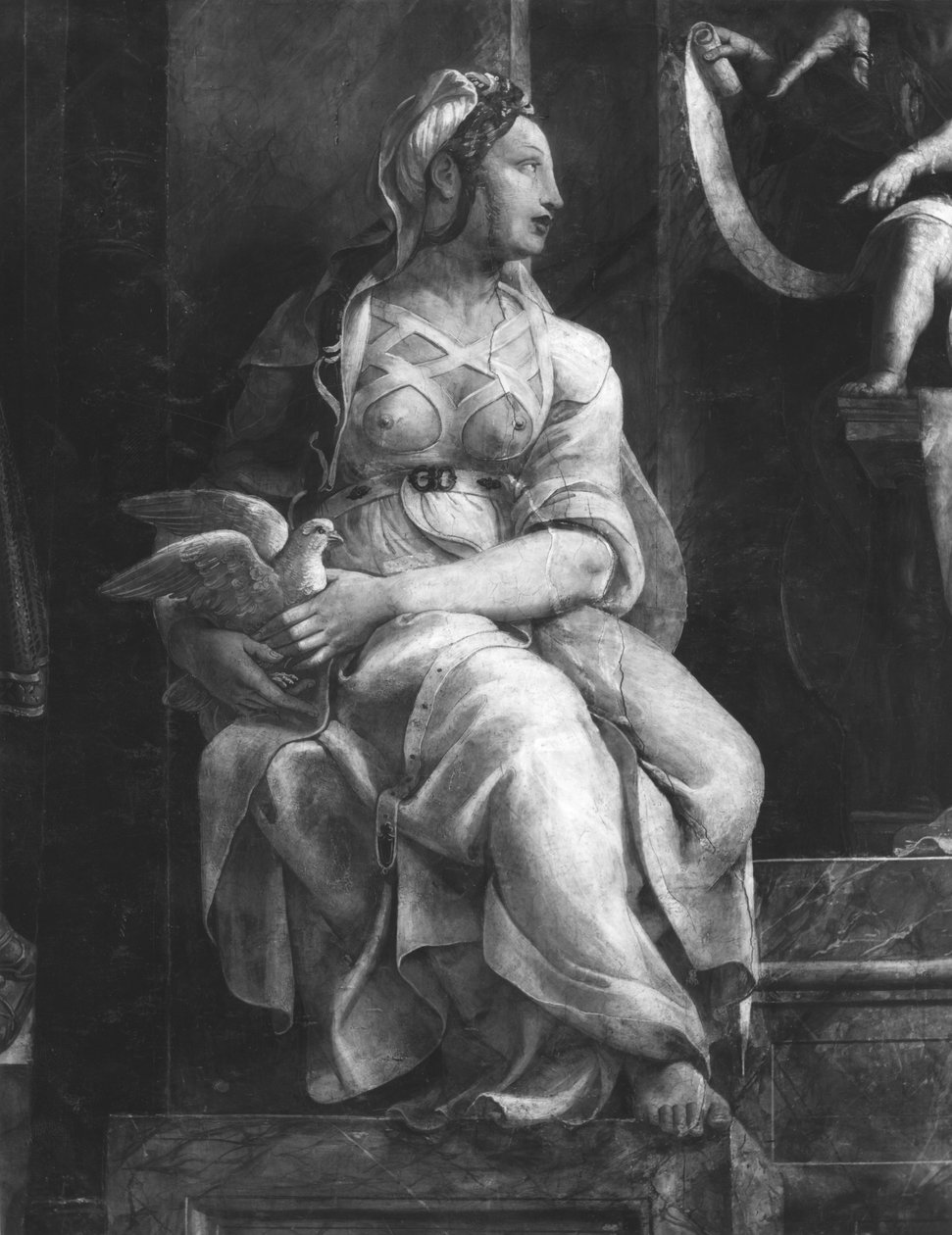 En af de to dyder omkring pave Leo I den Store (ca. 390-461) Raphael Rooms (detalje) (se også 252779 og 252781) af Giulio Romano