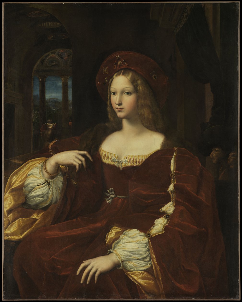 Portræt af Doña Isabel de Requesens y Enríquez de Cardona-Anglesola, ca. 1518 (olie på panel overført til lærred) af Giulio Romano