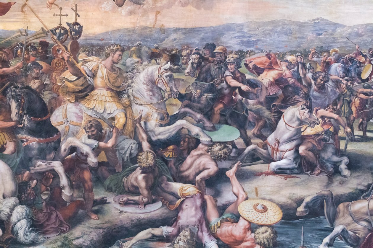Slaget ved Milvian Bridge, detalje (fresko) af Giulio Romano