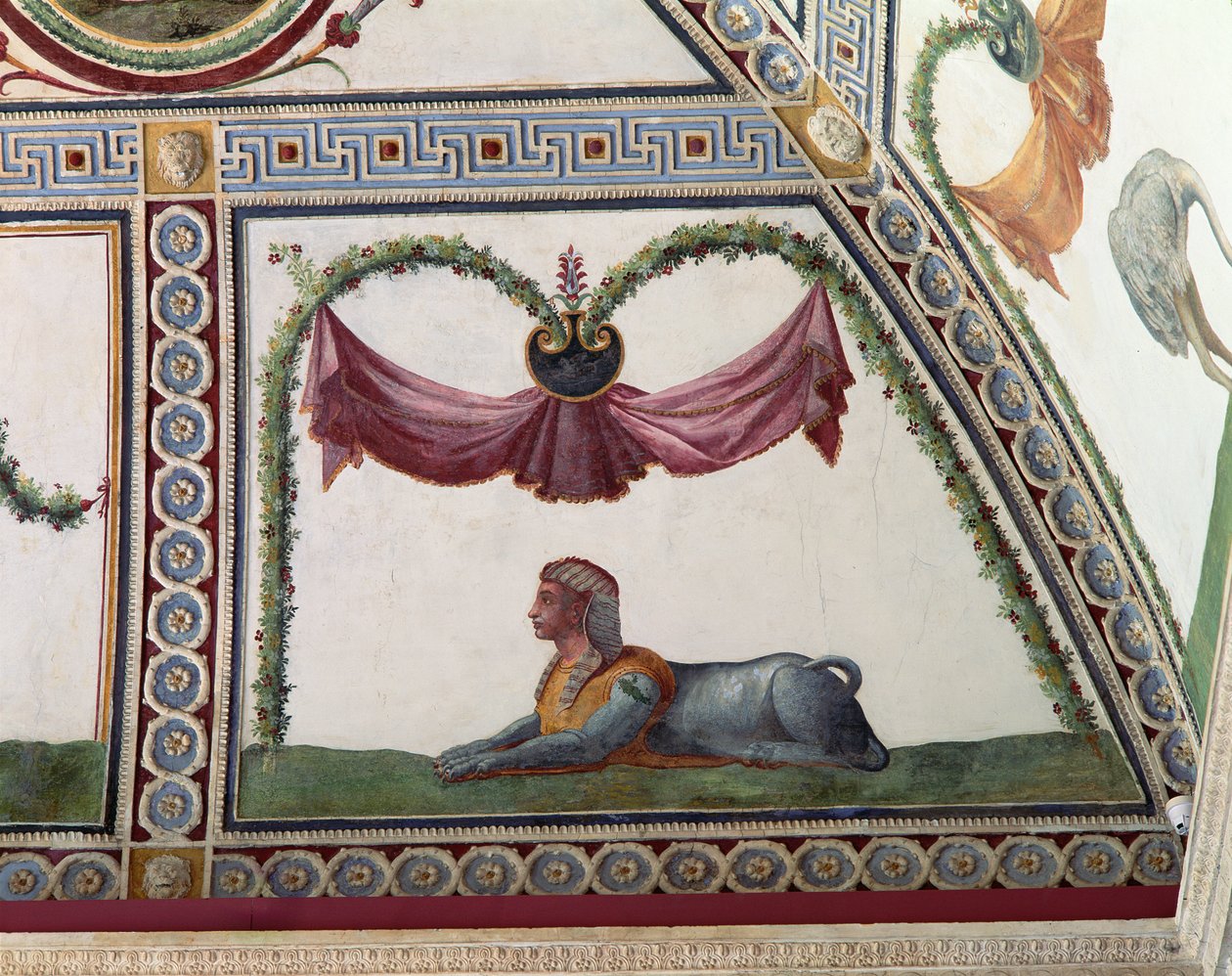 The Camera con Fregio di Amorini Chamber of the Cupid Frieze detalje af en sfinx, fresko fra 1520
