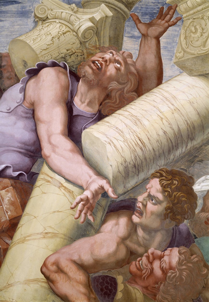 Giganternes (titanernes) fald (nordvæggen), detalje. Fresko af Giulio Pippi de