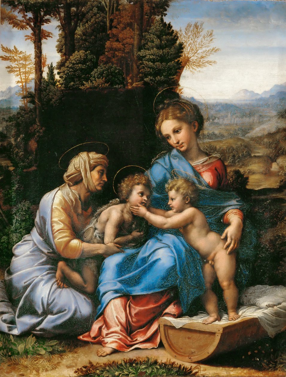 Den hellige familie med Johannes Døberen som dreng og Saint Elizabeth La Petite Sainte Famille af Giulio Romano