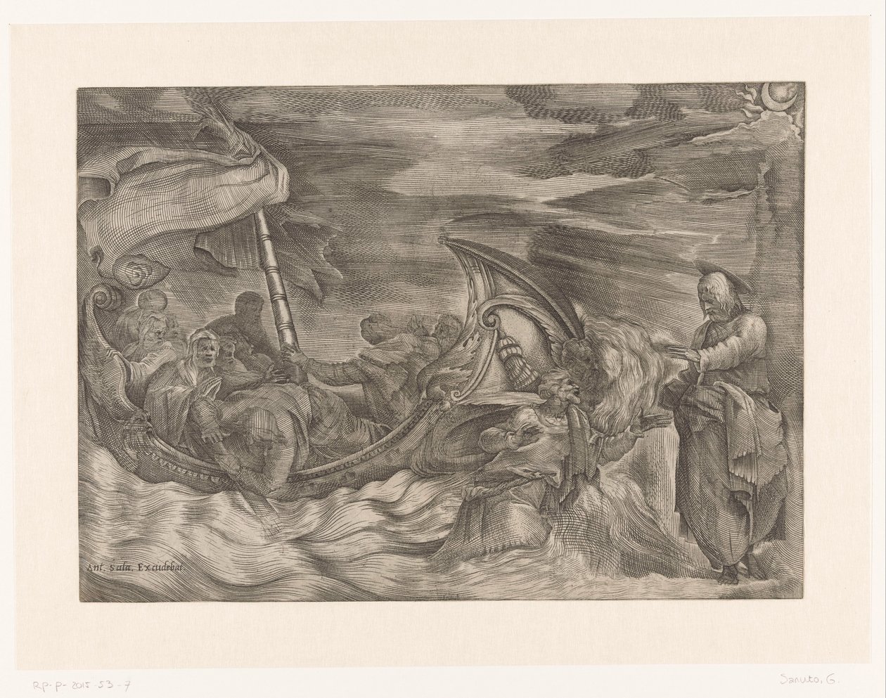 Kristus går på vandet af Giulio Sanuto (attributed to)