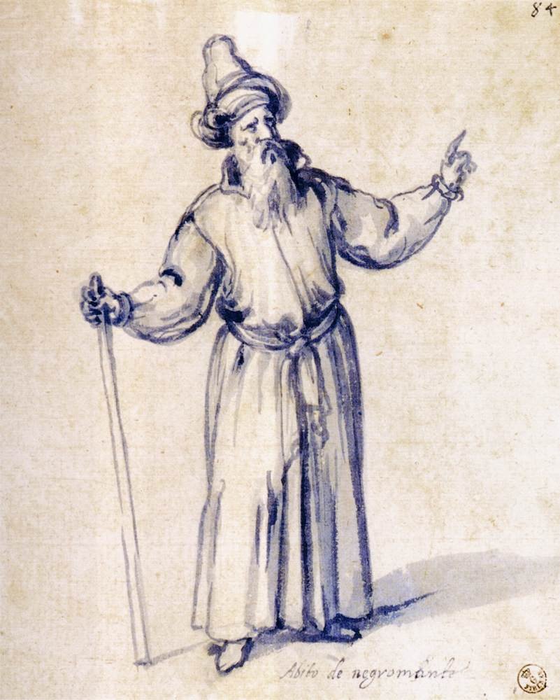 Kostumetegning til en necromancer af Giuseppe Arcimboldo