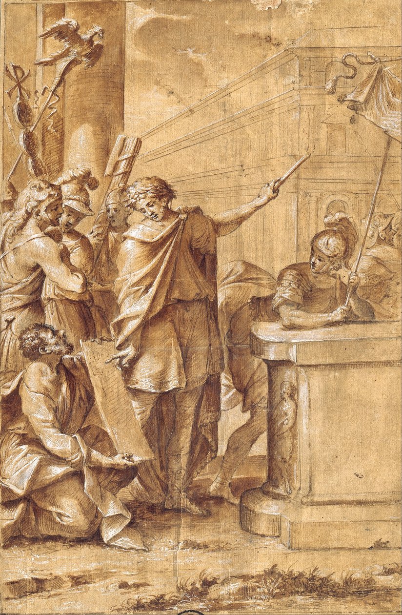 Konstantin den Store bestiller opførelsen af basilikaen S. Giovanni i Laterano af Giuseppe Belloni