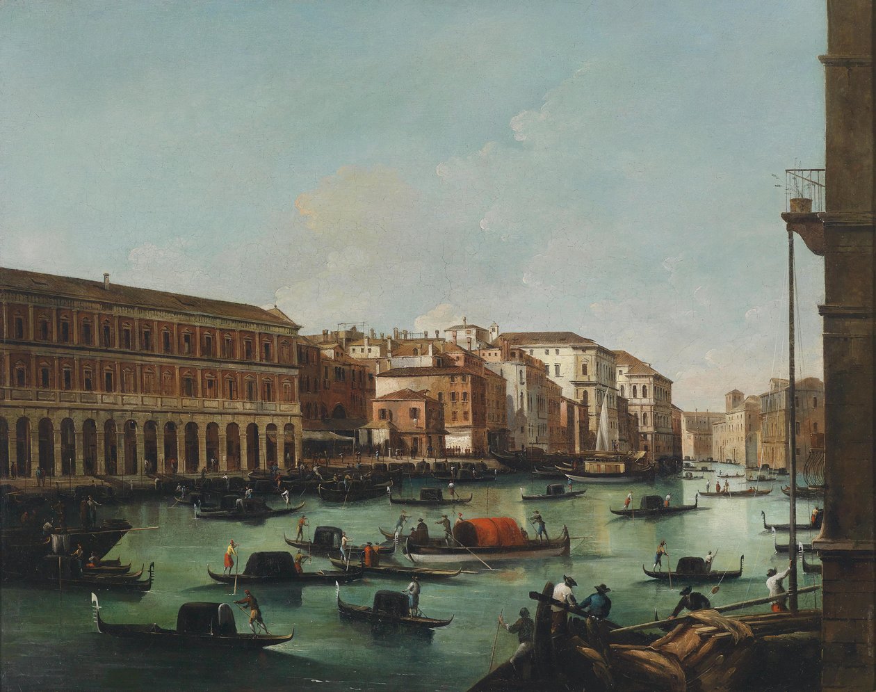 Venedig, udsigt fra Canal Grande med Fabbriche Nuove i Rialto af Giuseppe Bernardino Bison