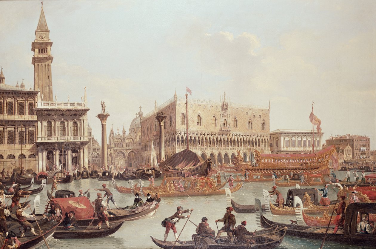 Udsigt over Dogepaladset og Piazzettaen, Venedig af Giuseppe Bernardino Bison