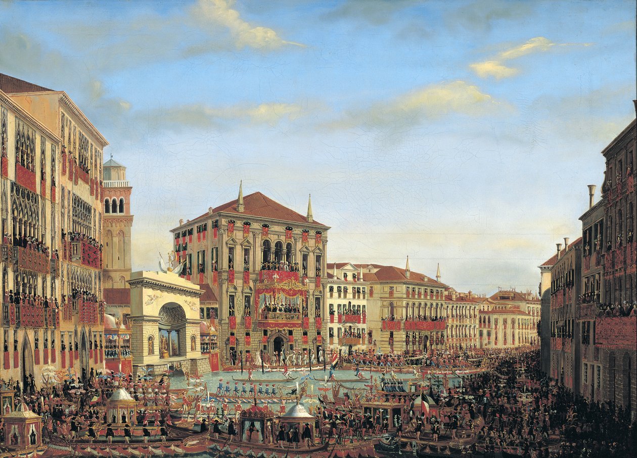 Napoleon I (1769-1821) Præsiderer over en Regatta i Venedig, 1807 af Giuseppe Borsato