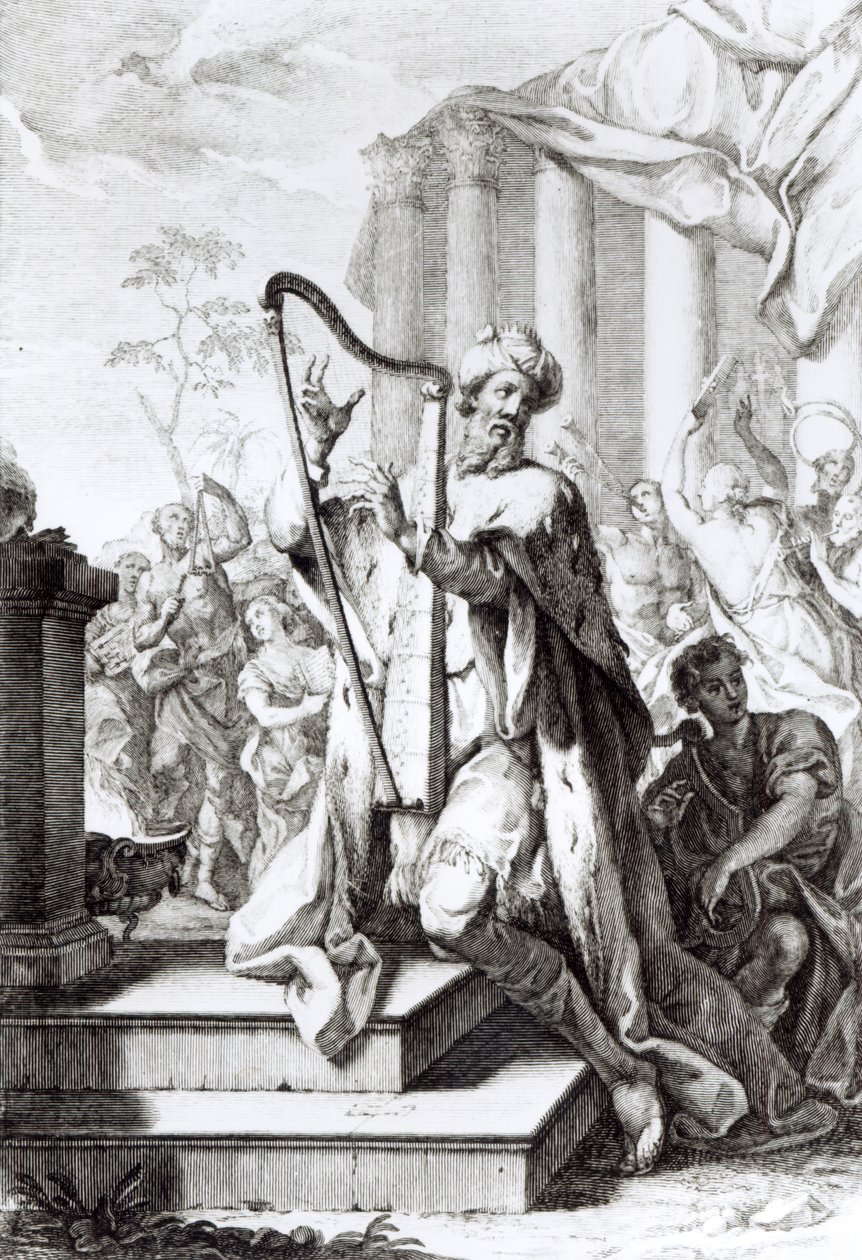 King David Playing the Lyre, graveret af A Faldanus af Giuseppe Camerata