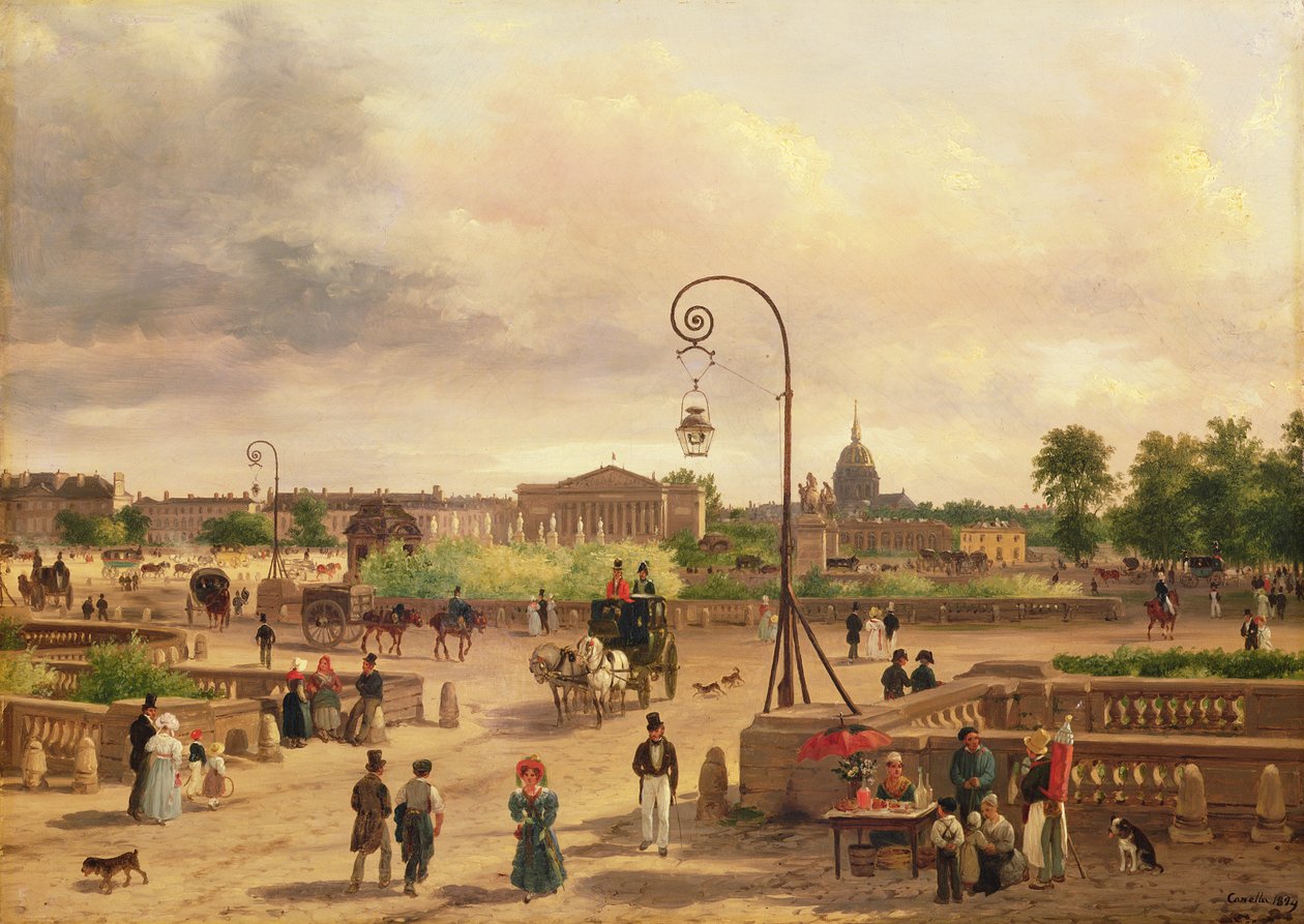 La Place de la Concorde i 1829 (se også 19842) af Giuseppe Canella
