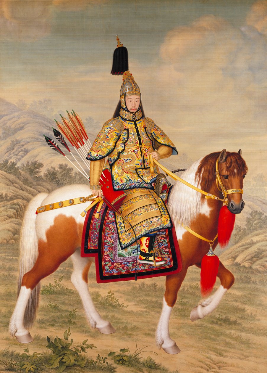 Qianlong -kejseren i ceremoniel rustning til hest af Giuseppe Castiglione