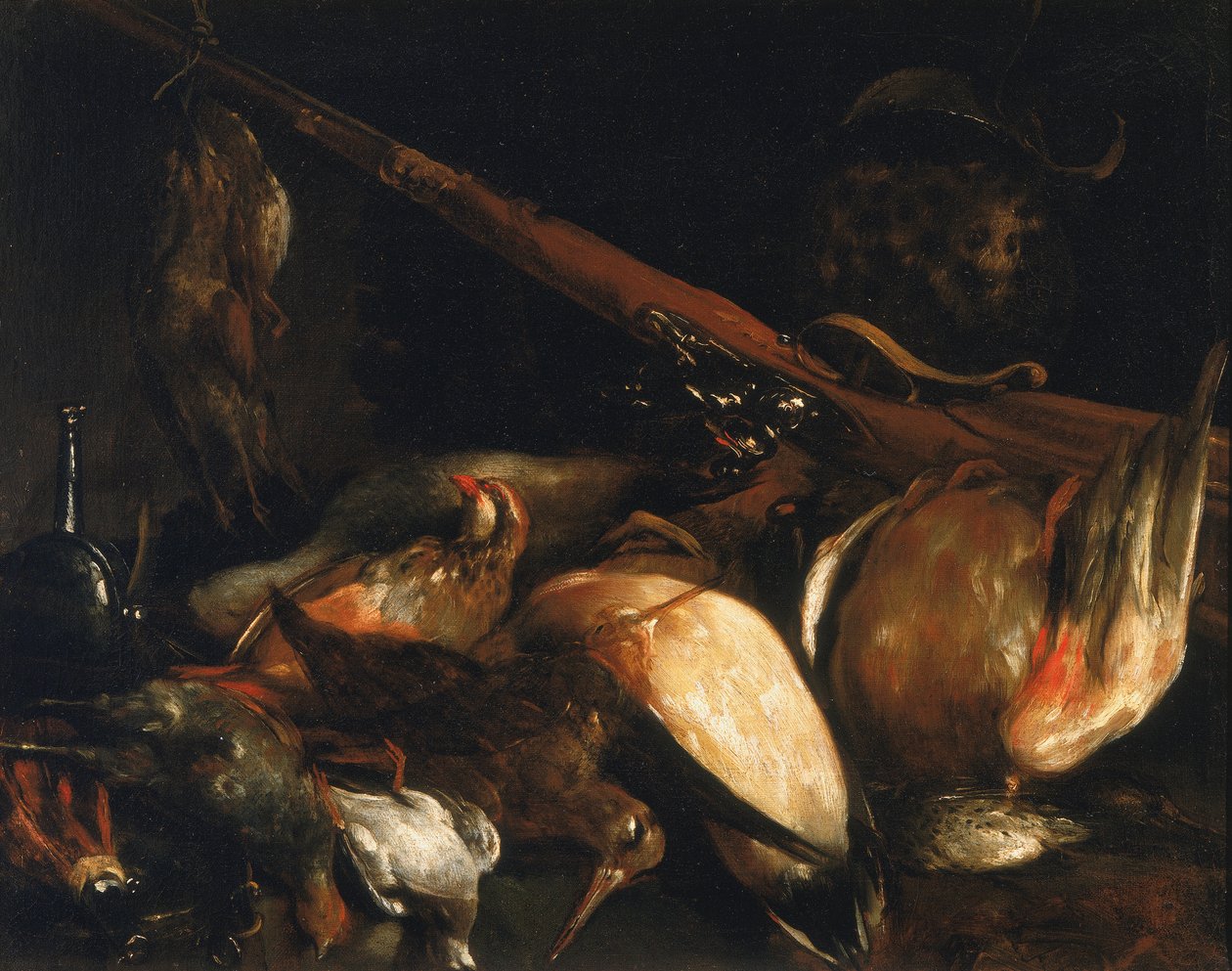 Døde fugle og arquebus af Giuseppe Maria Crespi