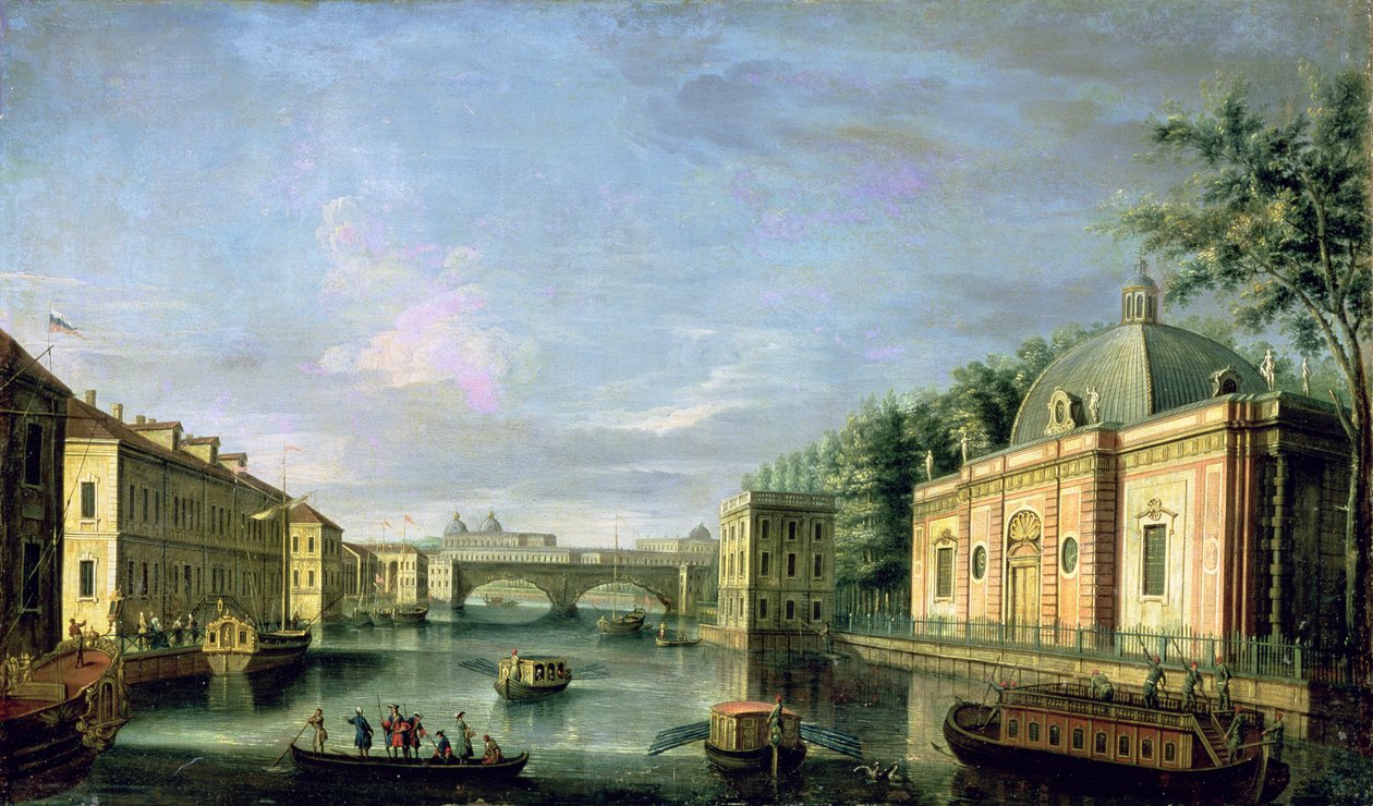 Udsigt over Fontanka-floden i St. Petersborg, 1750