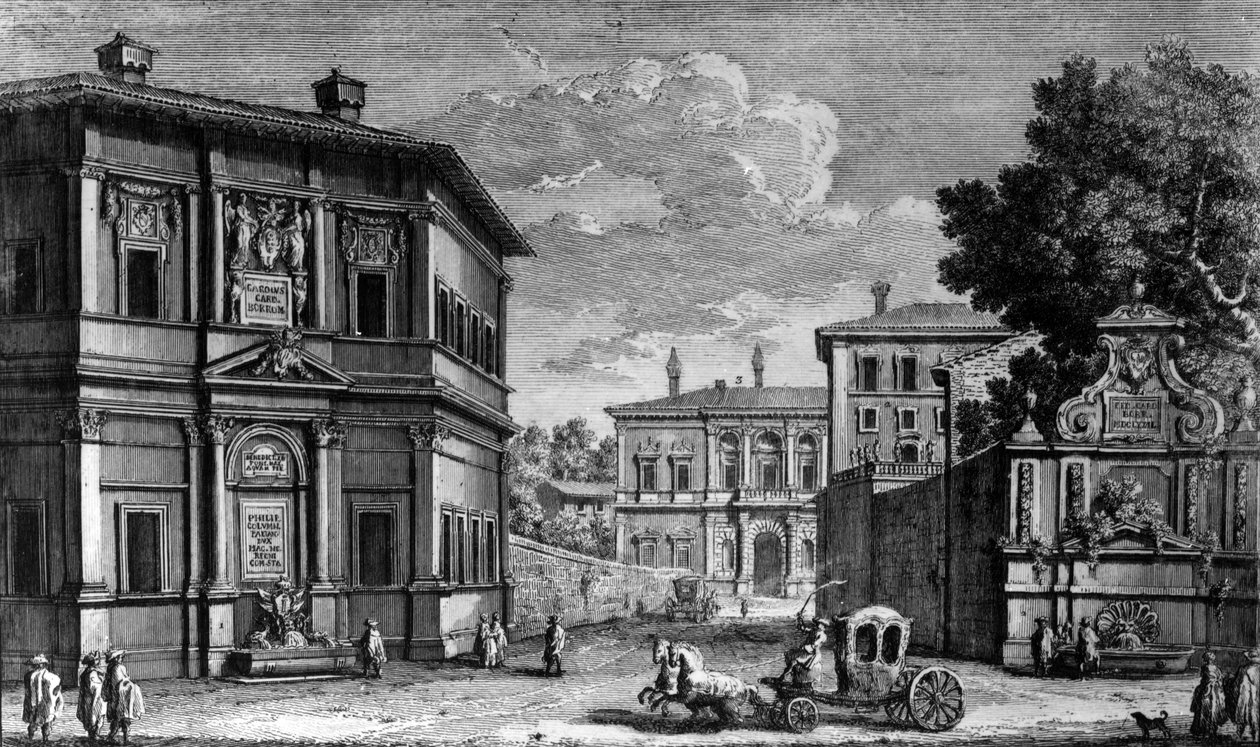 Udsigt over Casino della Vigna og Villa Giulia hinsides, ca. 1761 (radering) af Giuseppe Vasi