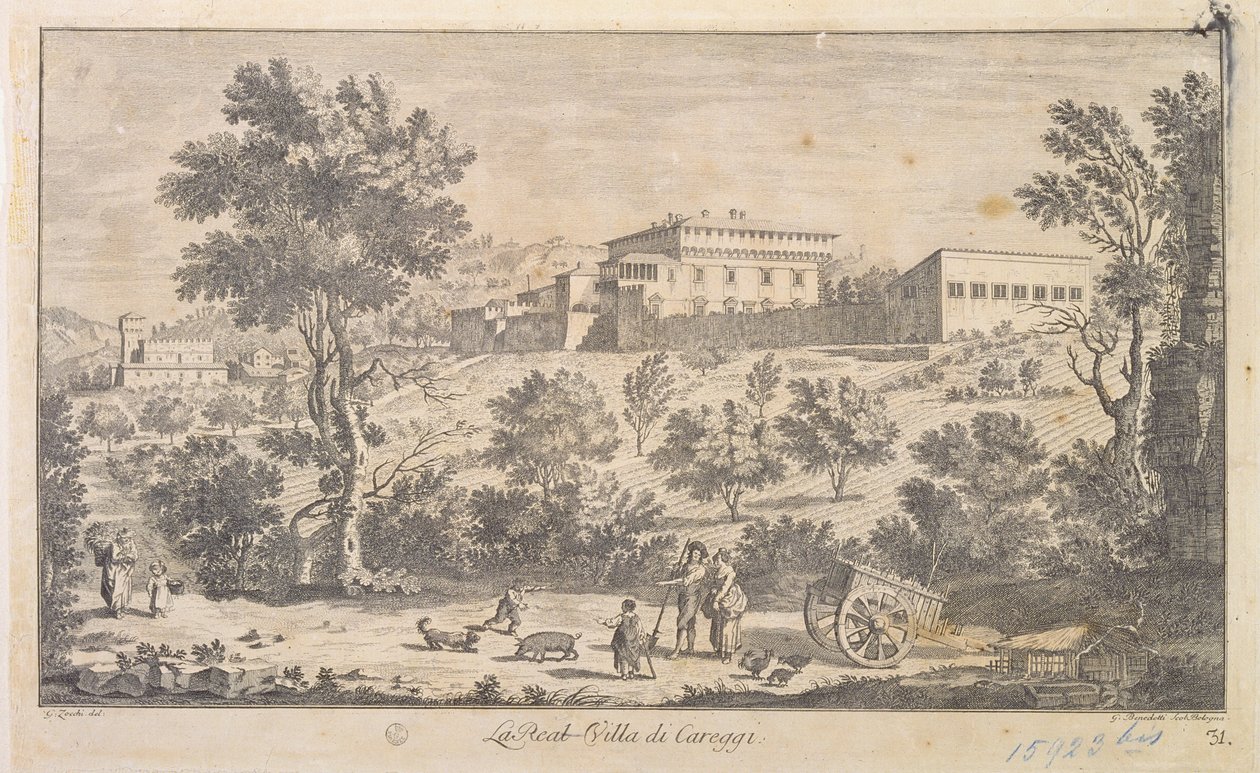 Villa Careggi, graveret af G. Benedetti af Giuseppe Zocchi