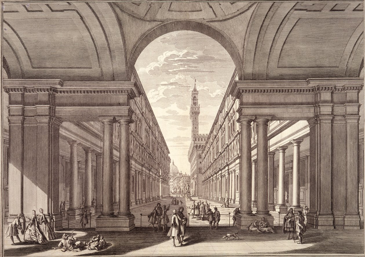 Udsigt over Uffizierne, Firenze af Giuseppe Zocchi