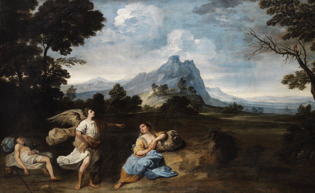 Hagar og Ismael i ørkenen. af Giuseppe Zola