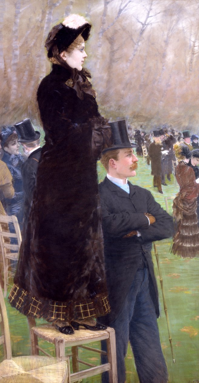 Væddeløbsbane ved Bois de Boulogne (pastel på papir) af Giuseppe de Nittis
