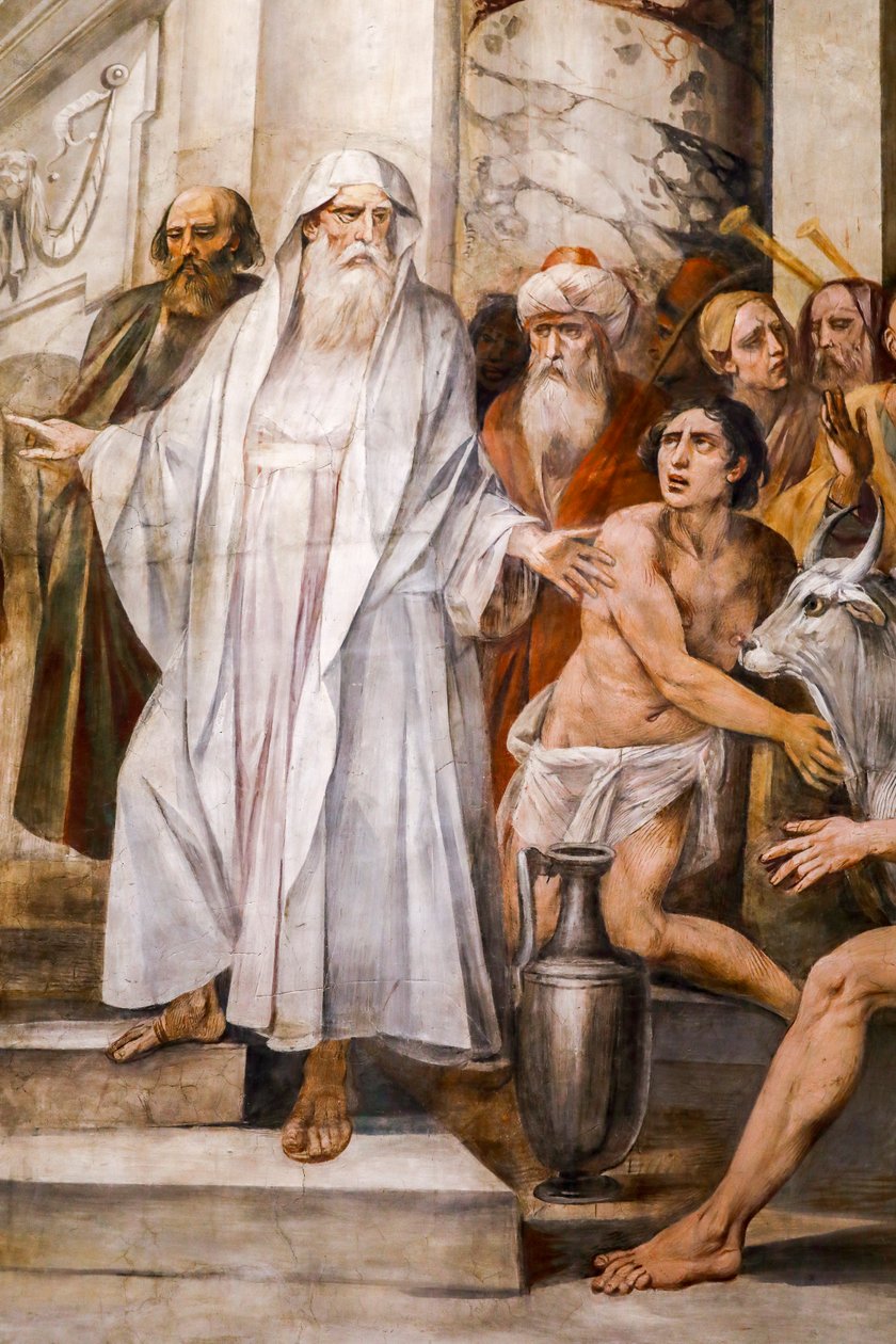 Numa Pompilius indstifter vestalernes kult (detaljer) af Giuseppe Cesari