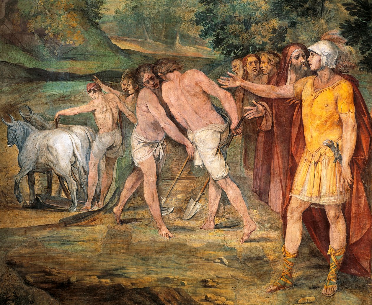 Romulus markerer Roms grænser, af Giuseppe Cesari (1568-1640), fresco, Hall of Horatii og Curiatii, Conservatories Palace, Rom, Romerriget, Italien af Giuseppe Cesari