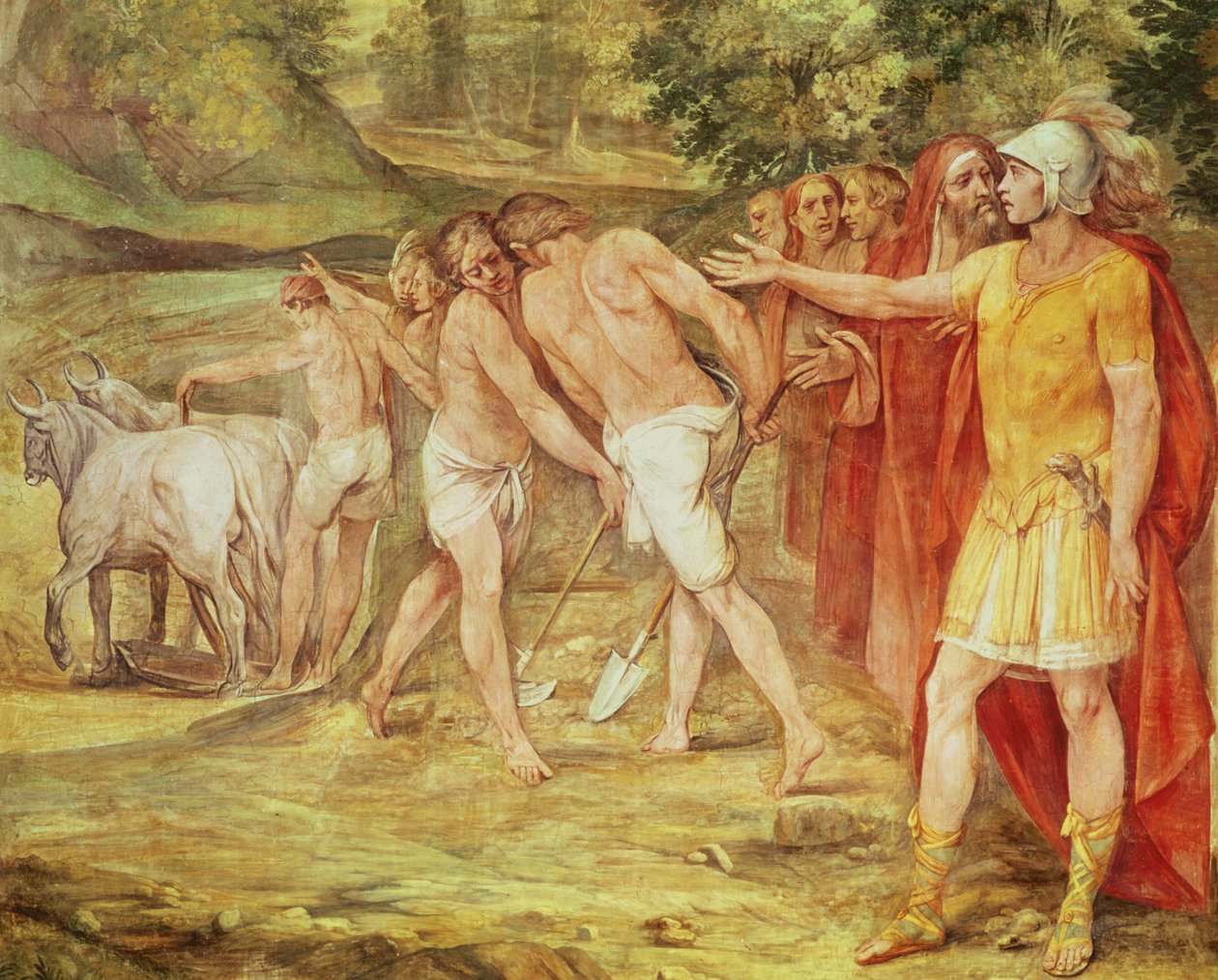 Romulus markerer Roms grænser, fra Sala dei Horatii og Curatii (fresco) af Giuseppe Cesari