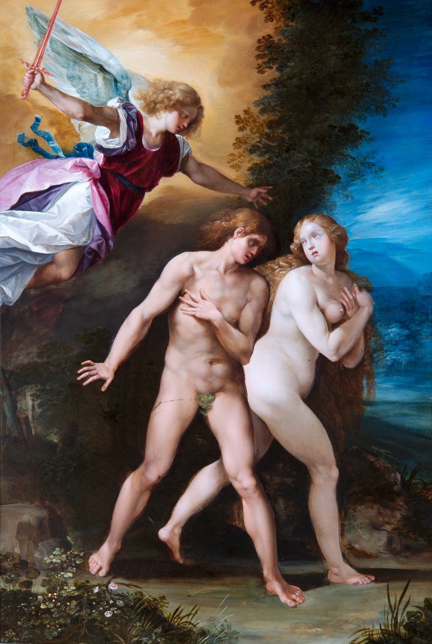 The Expulsion from Paradise, ca. 1600-40 (olie på kobber) af Giuseppe (1568 1640) Cesari